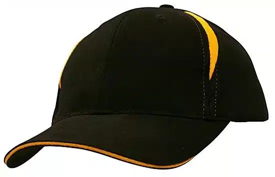 Crown Inserts Brushed Heavy Cotton Sandwich Cap Black Gold