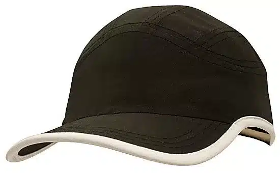 Microfibre Sports Cap plus Trim Black White