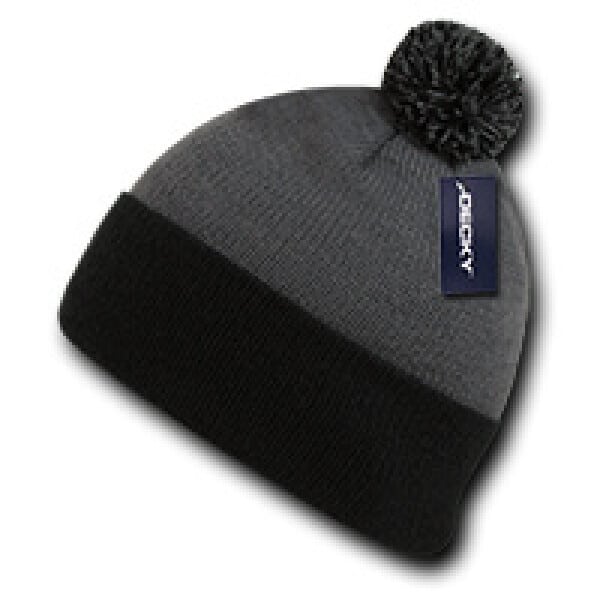 Athletic Pom Pom Beanie-Grey/Black