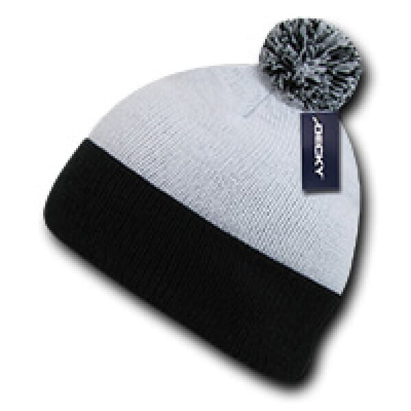 Athletic Pom Pom Beanie-White/Black