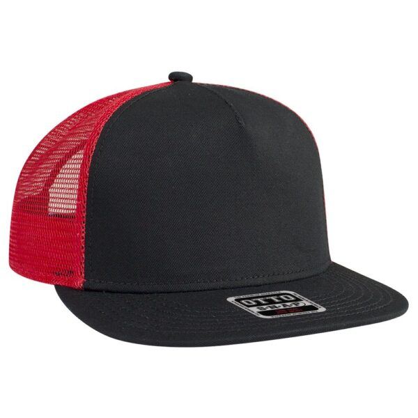 Five Panel Cotton Twill Mesh Flat Cap - Image 4