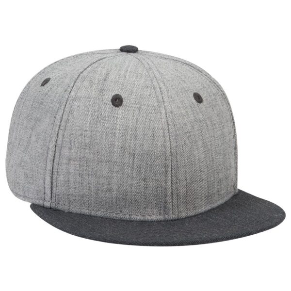 Six Panel Heather Wool Blend Flat Cap - Image 5