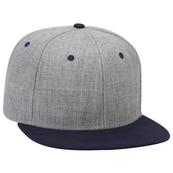 Six Panel Heather Wool Blend Flat Cap - Image 6