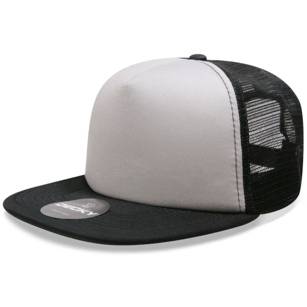 1080-GRYBLK Heavy Duty Flat Peak Trucker